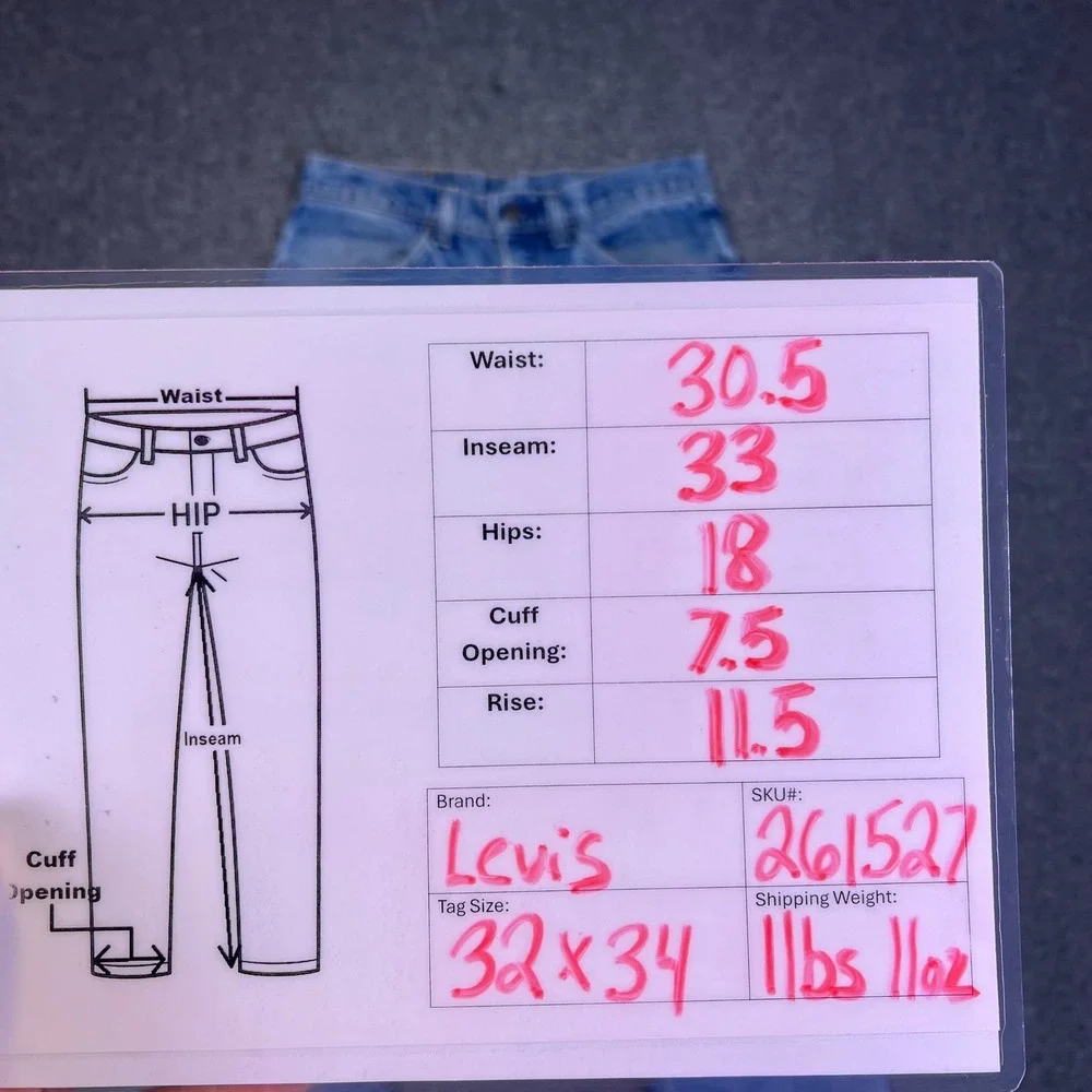 Vintage 80sw Levis 519-0217 Orange Tab Jeans Mens 30x33 USA Made Slim Straight